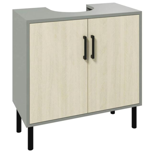 Rackhams Under Sink Cabinet, Bathroom Vanity Unit, Storage Cupboard with Double Doors and Storage Shelves, 60x30x60cm, Natural - image 1