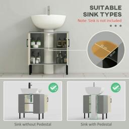 Rackhams Under Sink Cabinet, Bathroom Vanity Unit, Storage Cupboard with Double Doors and Storage Shelves, 60x30x60cm, Natural - thumbnail 4