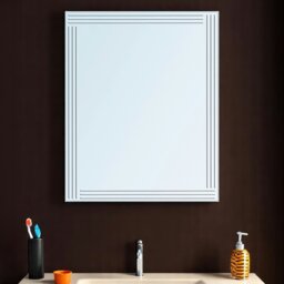 Rackhams Kensington Rectangular Wall Mounted Frameless Diamond Cut Bathroom Mirror 60 x 45cm - thumbnail 1