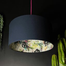 "Rackhams Dust Deadly Night Shade Silhouette Lampshade in Deep Space Navy - Ceiling Pendant / Arc Lamp - 35cm diameter x 25cm Height (14"" x 10"")" - thumbnail 1