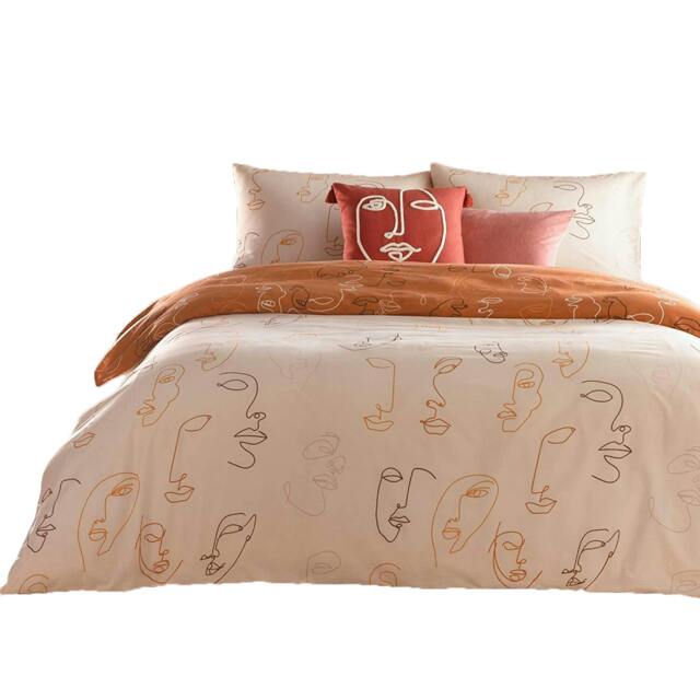 Rackhams Kindred Abstract Duvet Cover Set - Apricot - Double - Apricot - 50% Polyester/50% Cotton - image 1
