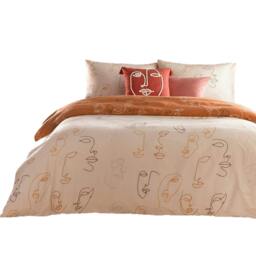 Rackhams Kindred Abstract Duvet Cover Set - Apricot - Double - Apricot - 50% Polyester/50% Cotton