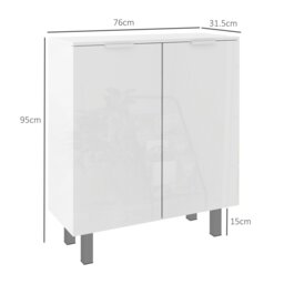 Rackhams Shoe Storage Cabinet with Soft-Close Hinges & Adjust Shelves, High Gloss - High gloss - thumbnail 5