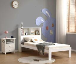 Rackhams Easton Wooden Single Bed Frame with Shelf Headboard, White or Grey - Grey - thumbnail 3