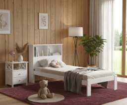 Rackhams Easton Wooden Single Bed Frame with Shelf Headboard, White or Grey - Grey - thumbnail 2