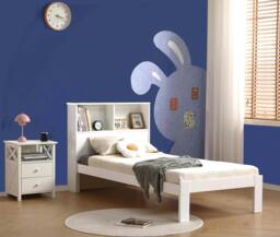 Rackhams Easton Wooden Single Bed Frame with Shelf Headboard, White or Grey - Grey - thumbnail 4