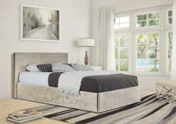 Rackhams Prado Crushed Velvet Ottoman Bed Frame - Silver - 3ft - thumbnail 2