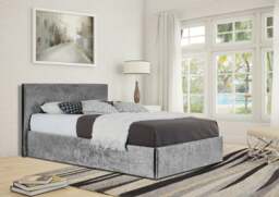Rackhams Prado Crushed Velvet Ottoman Bed Frame - Silver - 3ft - thumbnail 4