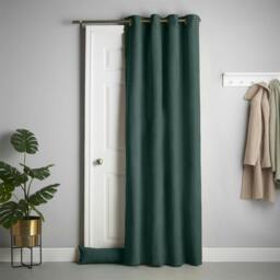 Rackhams Velvet Chenille Thermal Fleece Lined Single Eyelet Door Curtain - Green