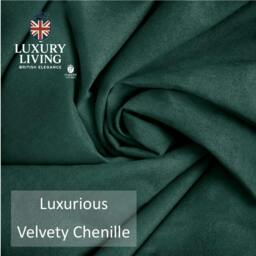 Rackhams Velvet Chenille Thermal Fleece Lined Single Eyelet Door Curtain - Green - thumbnail 5