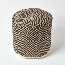 Rackhams Black & Cream Aztec Style Jute Pouffe - 45 x 40 cm - thumbnail 3
