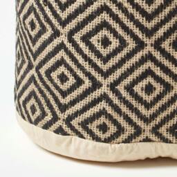 Rackhams Black & Cream Aztec Style Jute Pouffe - 45 x 40 cm - thumbnail 4