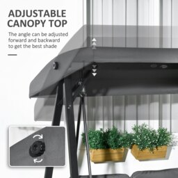 Rackhams 2 Seater Garden Outdoor Swing Chair Hammock w/ Adjustable Canopy - thumbnail 3