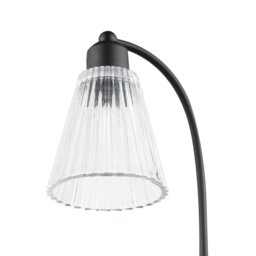 Rackhams Traditional Matte Black Arch Desk Table Lamp with Clear Ribbed Shade - thumbnail 4
