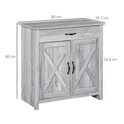 Rackhams Farmhouse Barn Door Sideboard Storage Cabinet Coffee Bar for LIVING Room – Grey Grain - thumbnail 2