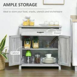 Rackhams Farmhouse Barn Door Sideboard Storage Cabinet Coffee Bar for LIVING Room – Grey Grain - thumbnail 6