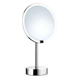 Rackhams Polished Chrome Sensor Activated LED Mirror - Freestanding with 7x Magnification, USB Rechargable Battery Bathroom Table Mirror - thumbnail 1
