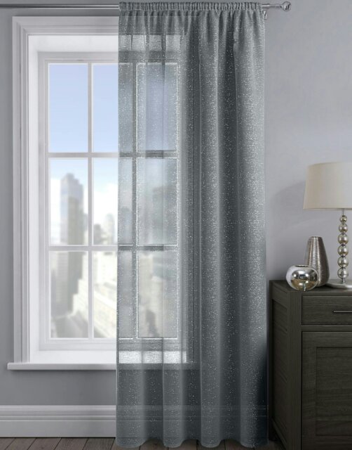 Rackhams Alessandria Sparkle Slot Top Voile Panel - 137cm x 122cm - Charcoal - image 1