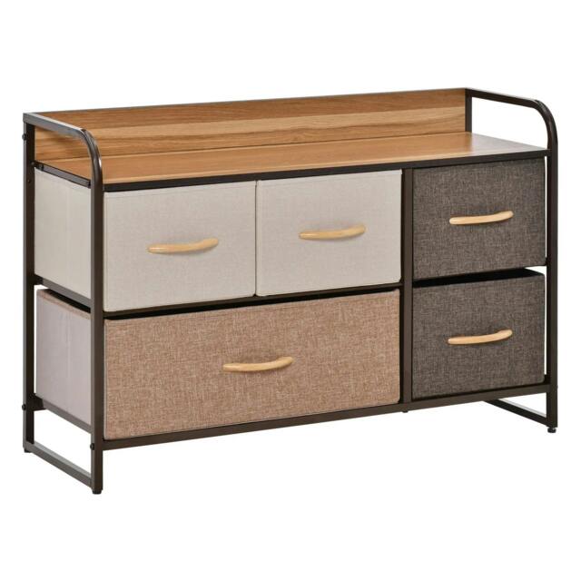 Rackhams 5-Drawer Dresser, Linen Fabric Chest of Drawers, Dresser Tower Unit for Bedroom Hallway Entryway, Storage Organizer with Steel Frame Wooden Top - image 1