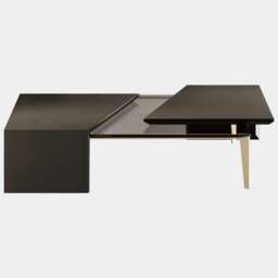 Rackhams Pawson Centre Table: Smoked Glass & Brass - thumbnail 1