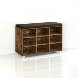 Rackhams Storage Shoe Bench with Padded Seat and Cushion, 9 Compartments with Adjustable Shelves - thumbnail 5
