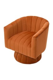 Rackhams Orange Velvet Upholstered Swivel Accent Armchair - Orange - thumbnail 2