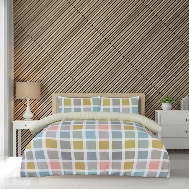Rackhams Luxury Super Soft Crosshatch Check Reversible Complete Bedding Set - Single - image 1