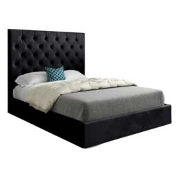 Rackhams Alma Upholstered Soft Velvet Bed Frame - Black - Black - Single - thumbnail 6