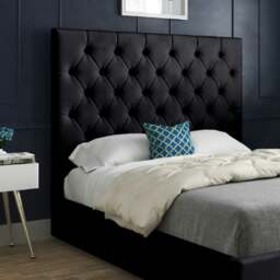 Rackhams Alma Upholstered Soft Velvet Bed Frame - Black - Black - Single - thumbnail 2