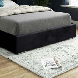Rackhams Alma Upholstered Soft Velvet Bed Frame - Black - Black - Single - thumbnail 3