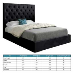 Rackhams Alma Upholstered Soft Velvet Bed Frame - Black - Black - Single - thumbnail 4