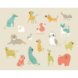 Rackhams Happy Dogs Wall Mural - Gold - Medium - W300cm x H240cm - thumbnail 2