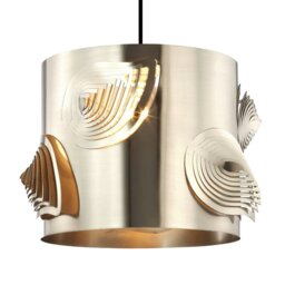 Rackhams Satin Nickel Solid Metal Easy Fit Lamp Shade with Laser Cut Leaves