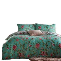 Rackhams Chinoiserie Vintage Duvet Cover Set - Bright Jade - Superking - Bright Jade - 50% Polyester/50% Cotton - thumbnail 1