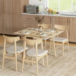 Rackhams Solid Wood Folding Dining Table, Drop Leaf Table for 2-4 People, Rectangle Kitchen Table for Small Space, Natural Wood Finish - thumbnail 2