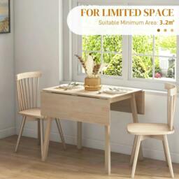 Rackhams Solid Wood Folding Dining Table, Drop Leaf Table for 2-4 People, Rectangle Kitchen Table for Small Space, Natural Wood Finish - thumbnail 6