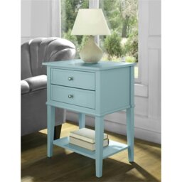 Rackhams Franklin End Table with 2 Drawers Blue - Blue - thumbnail 3