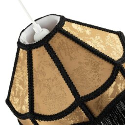 Rackhams Gold Shimmer Victorian Lamp Shade with Floral Decoration and Black Long Tassels - thumbnail 3