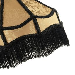 Rackhams Gold Shimmer Victorian Lamp Shade with Floral Decoration and Black Long Tassels - thumbnail 4