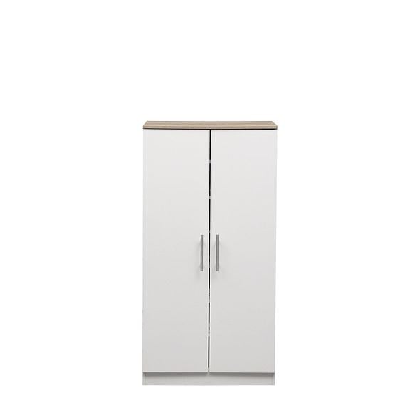 Rackhams White Oak Shoe Rack 7-Tier Fits Size 13 Boots White , 2 Doors, 6 Shelves - White - Wood - 35.5cm(d)108cm(h)0.01cm(w) - image 1