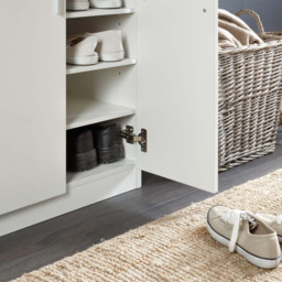 Rackhams White Oak Shoe Rack 7-Tier Fits Size 13 Boots White , 2 Doors, 6 Shelves - White - Wood - 35.5cm(d)108cm(h)0.01cm(w) - thumbnail 4