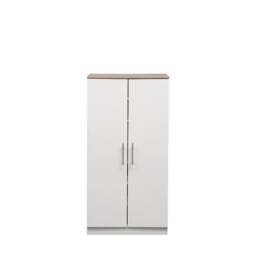 Rackhams White Oak Shoe Rack 7-Tier Fits Size 13 Boots White , 2 Doors, 6 Shelves - White - Wood - 35.5cm(d)108cm(h)0.01cm(w)