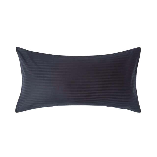 Rackhams Silky 330 TC Egyptian Cotton Satin Stripe Housewife Pillowcase, King Size - Black - image 1