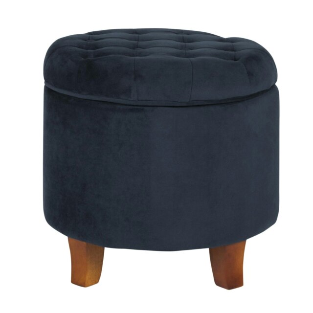 Rackhams Cambridge Tufted Round Storage Ottoman Footstool - Ink Navy - Ink Navy - image 1