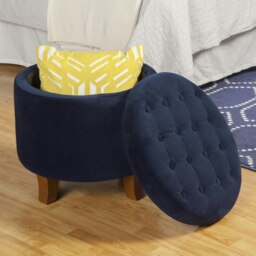 Rackhams Cambridge Tufted Round Storage Ottoman Footstool - Ink Navy - Ink Navy - thumbnail 2