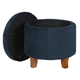 Rackhams Cambridge Tufted Round Storage Ottoman Footstool - Ink Navy - Ink Navy - thumbnail 4