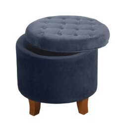 Rackhams Cambridge Tufted Round Storage Ottoman Footstool - Ink Navy - Ink Navy - thumbnail 3