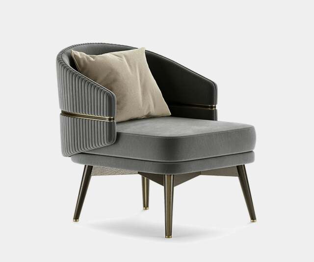 Rackhams Aster Billy Armchair with Brushed Brass Trim & Round Backrest - image 1