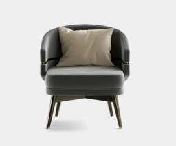 Rackhams Aster Billy Armchair with Brushed Brass Trim & Round Backrest - thumbnail 2