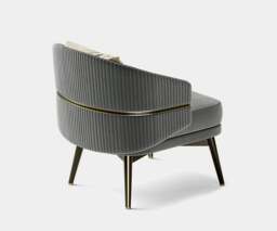 Rackhams Aster Billy Armchair with Brushed Brass Trim & Round Backrest - thumbnail 4